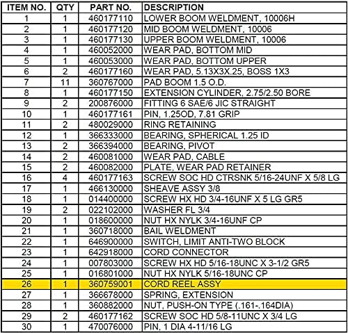 Auto Crane Cord Reel #360759001