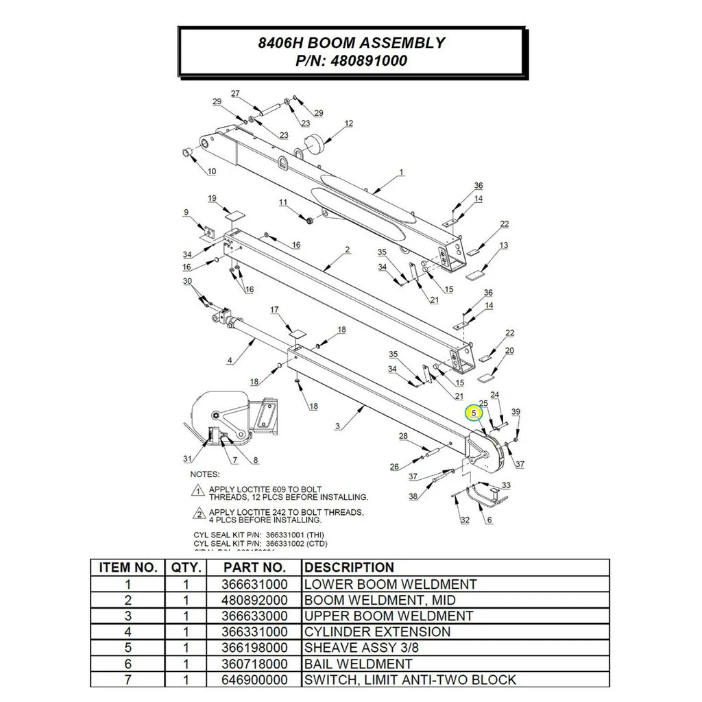 AUTO CRANE SHEAVE 3/8" ASSEMBLY