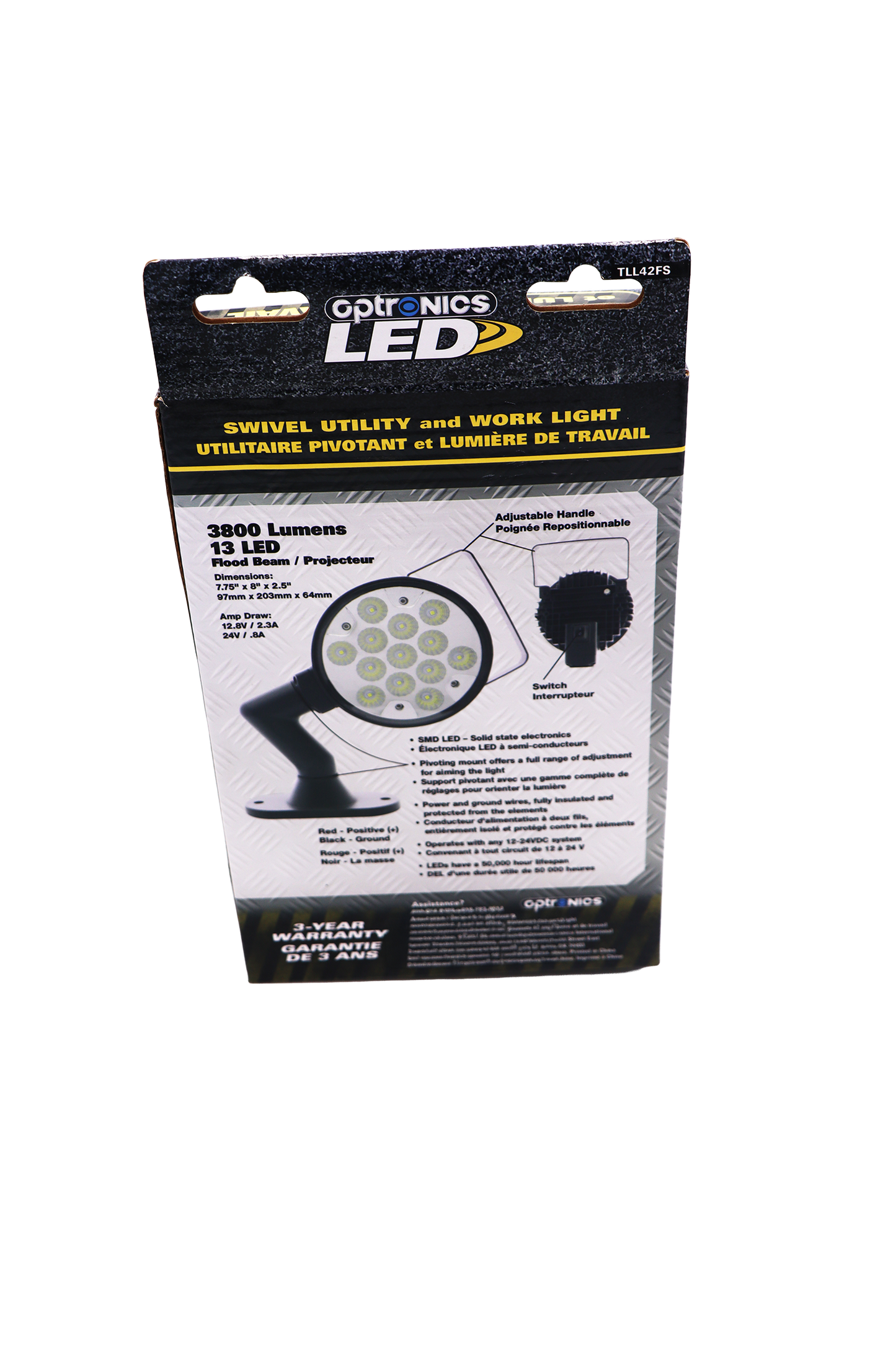 ADJUSTABLE LED WORK LIGHT WITH HANDLE FLOOD BEAM 12-24V