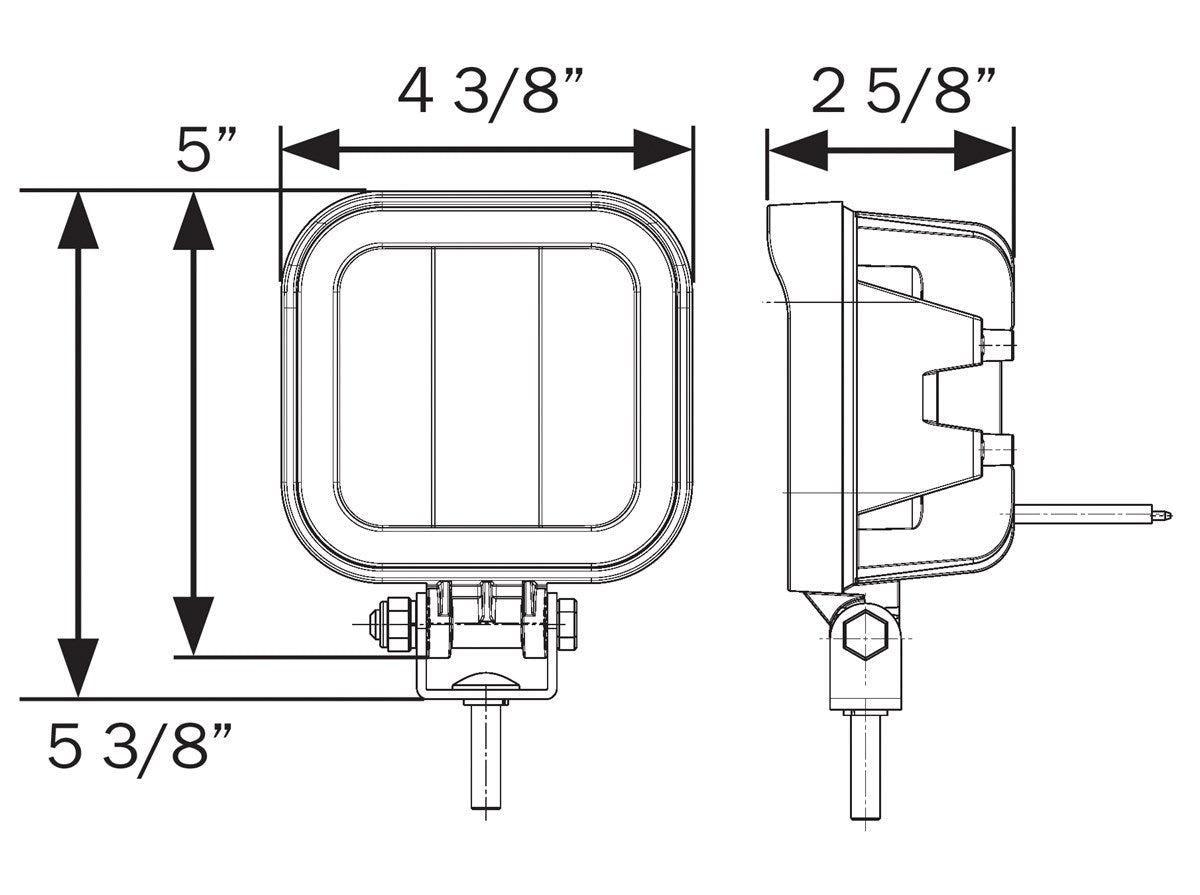 WORK LIGHT 4"x4.5" CURVED LENS, 6 LED LIGHT
