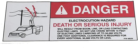 AUTO CRANE DECAL DANGER "ELECTROCUTION HAZARD" POWER LINE