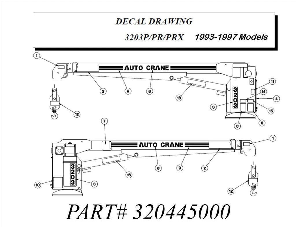 AUTO CRANE DECAL KIT 3203PRX